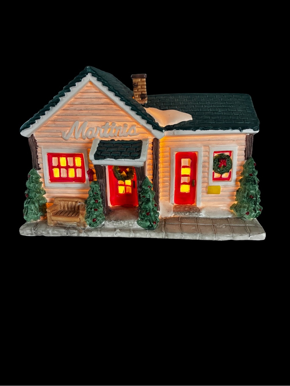 1996 It’s A Wonderful Life Martini’s Bar Christmas Village Lighted